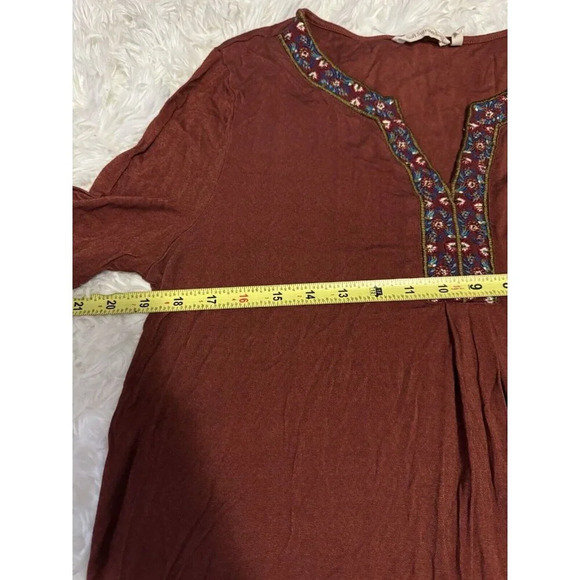 SOFT SURROUNDINGS Parita Tunic Top Long Sleeve Rust Red Boho MEDIUM Basic Casual - Picture 8 of 9